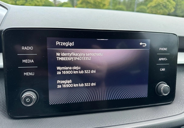 Skoda Fabia cena 68900 przebieg: 43200, rok produkcji 2022 z Pabianice małe 106